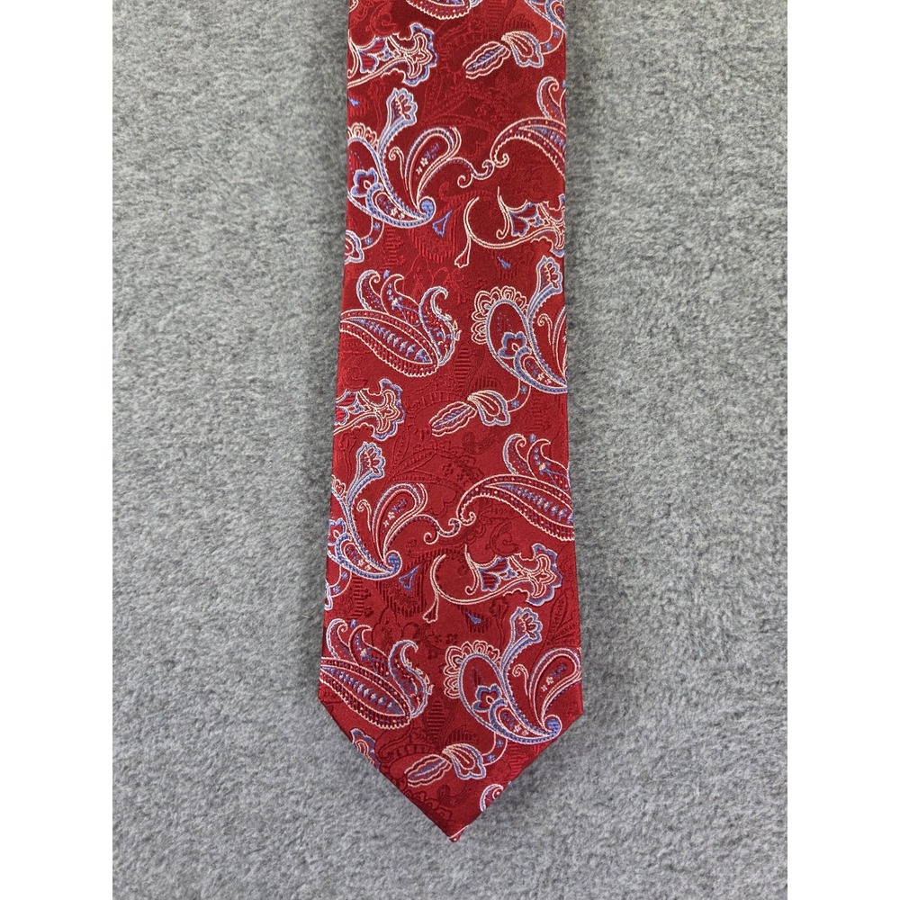 Tom James Silk Tie Mens Red Paisley Designer Executive Power Necktie